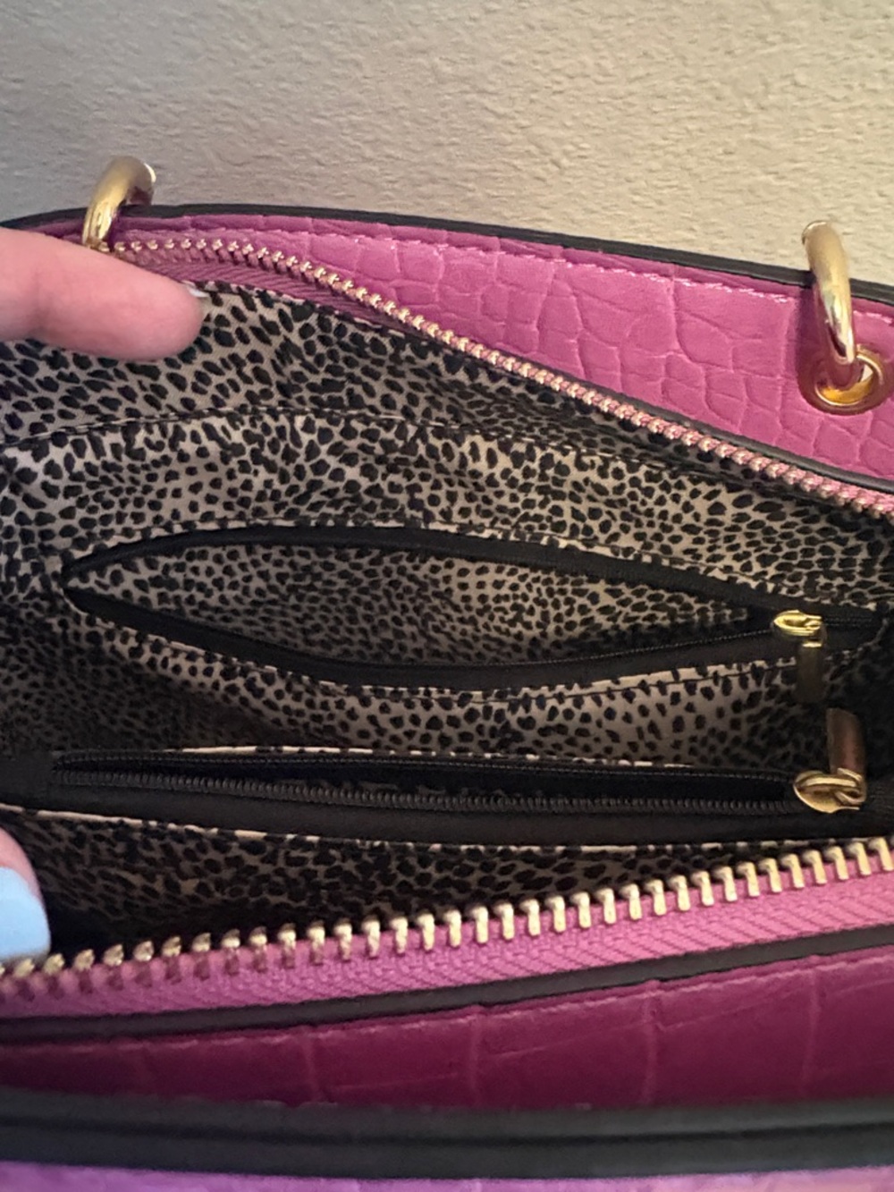 Structured Croc-Embossed Satchel in Light Purple - Picture 6 of 6